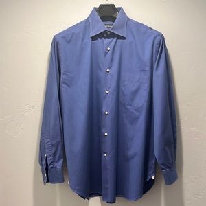 Vintage Zegna  Lanificio Mario royal blue button up  Men`s size 17